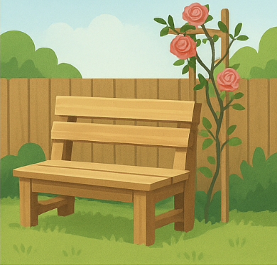 Palettenbank mit Kletterrose